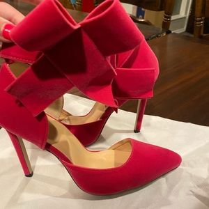 Pink velvet high heels